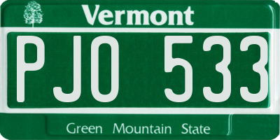 VT license plate PJO533