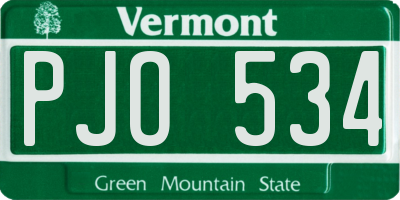 VT license plate PJO534