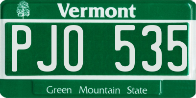 VT license plate PJO535