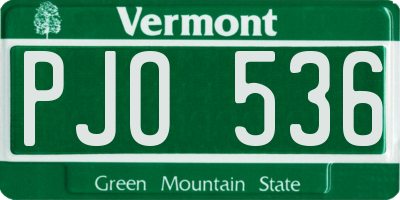 VT license plate PJO536
