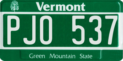 VT license plate PJO537