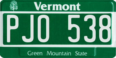 VT license plate PJO538