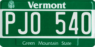 VT license plate PJO540