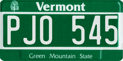 VT license plate PJO545