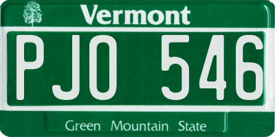 VT license plate PJO546