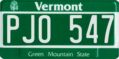 VT license plate PJO547