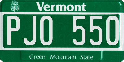 VT license plate PJO550