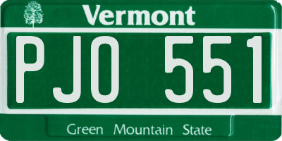 VT license plate PJO551