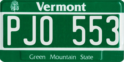 VT license plate PJO553