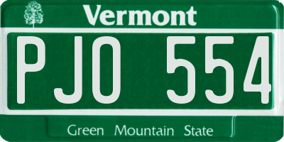 VT license plate PJO554