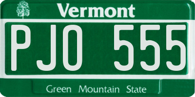 VT license plate PJO555