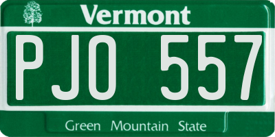 VT license plate PJO557