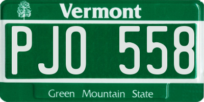 VT license plate PJO558