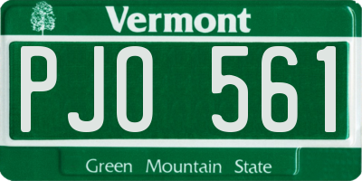 VT license plate PJO561