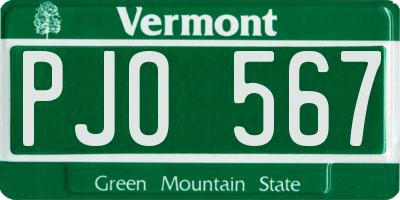 VT license plate PJO567