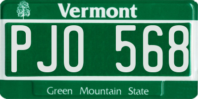 VT license plate PJO568