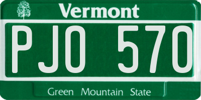 VT license plate PJO570