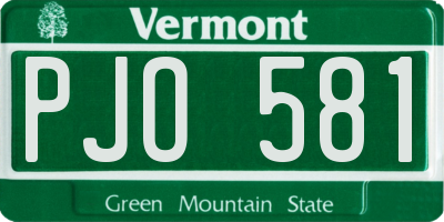 VT license plate PJO581