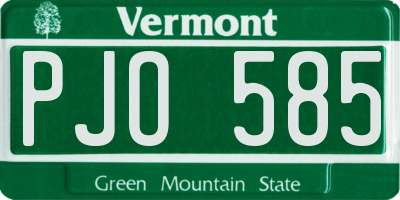 VT license plate PJO585