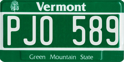 VT license plate PJO589