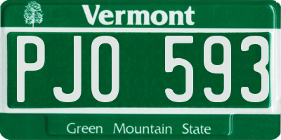 VT license plate PJO593