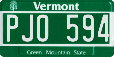 VT license plate PJO594