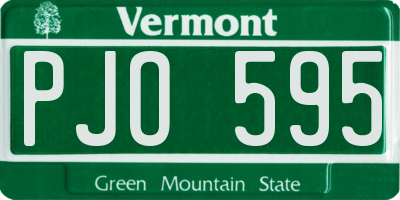 VT license plate PJO595