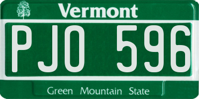 VT license plate PJO596