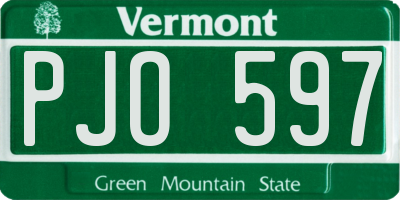 VT license plate PJO597