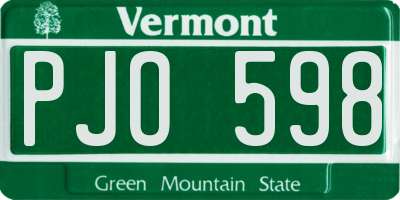 VT license plate PJO598