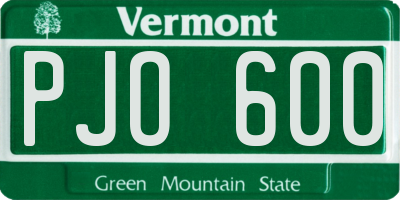 VT license plate PJO600