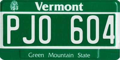 VT license plate PJO604