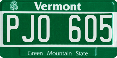 VT license plate PJO605