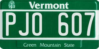 VT license plate PJO607