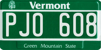 VT license plate PJO608