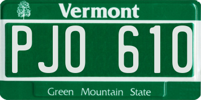 VT license plate PJO610