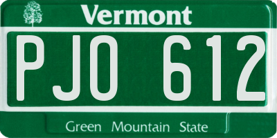 VT license plate PJO612