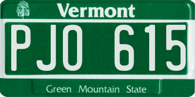 VT license plate PJO615