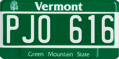 VT license plate PJO616