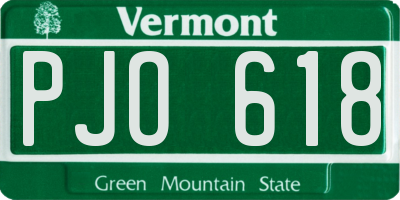 VT license plate PJO618