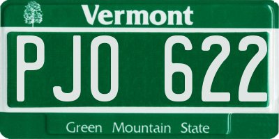 VT license plate PJO622