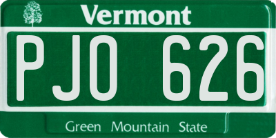 VT license plate PJO626