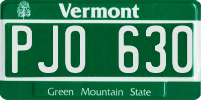 VT license plate PJO630
