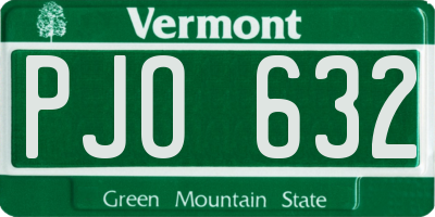 VT license plate PJO632