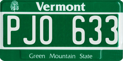 VT license plate PJO633