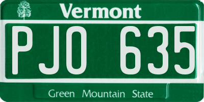 VT license plate PJO635