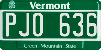 VT license plate PJO636