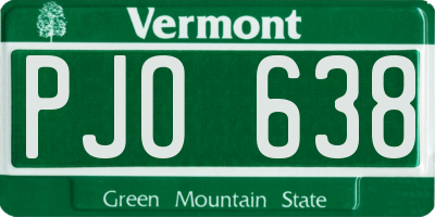VT license plate PJO638