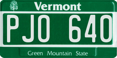 VT license plate PJO640