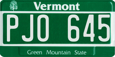 VT license plate PJO645